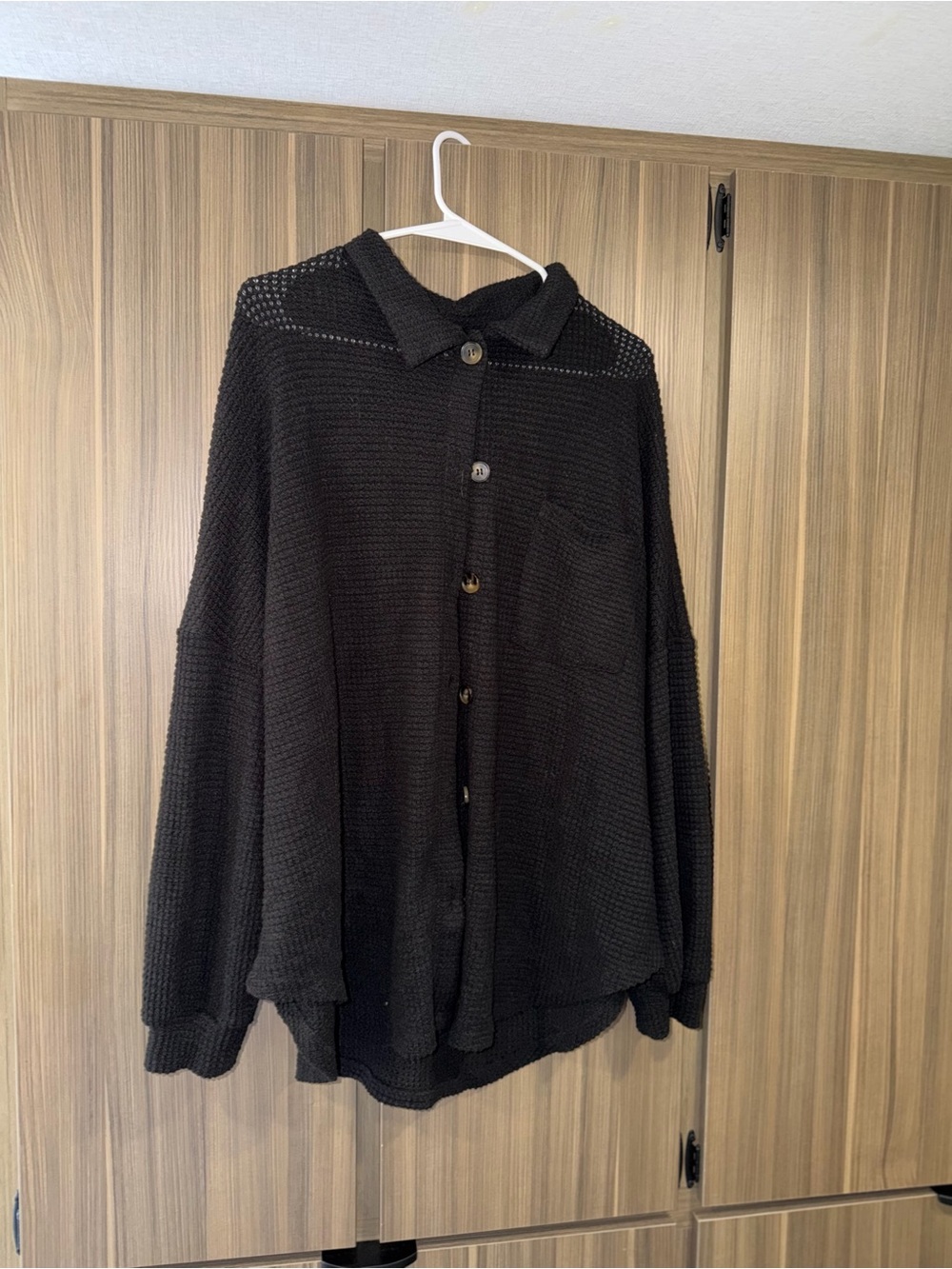 Women’s  Black Knit Button-Up Sweater Shirt